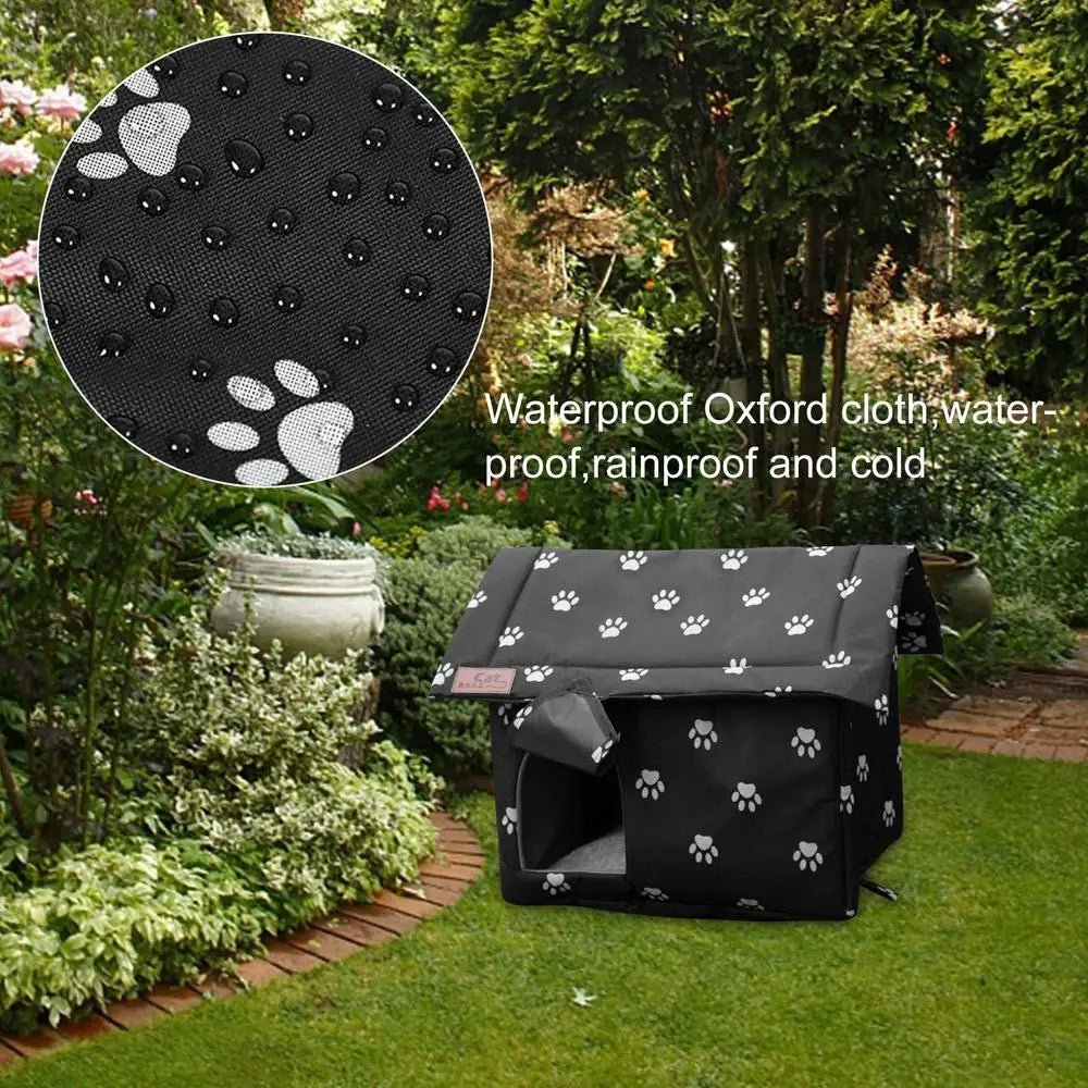 Waterproof Cat House Weatherproof Pet House For Small Dogs Cats Pet Bed Nest With Inner Pad Portable Outdoor Cat Accessories