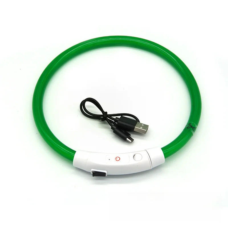 40/50/70cm Led Dog Collar USB Rechargeable Pet Dog Night Luminous Charge Collar Glowing Necklace Collar Safety Night Light
