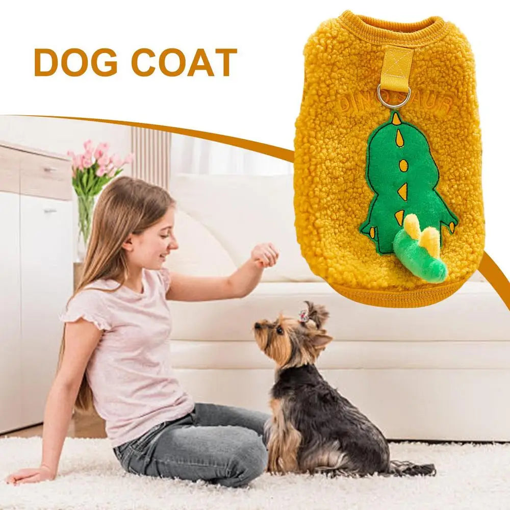 Dog Plush Vest Pullover Warm Dog Coat With Harness Ring Sleeveless Cold Weather Pet Apparel Cozy Snow Vest For Small Dogs Cats