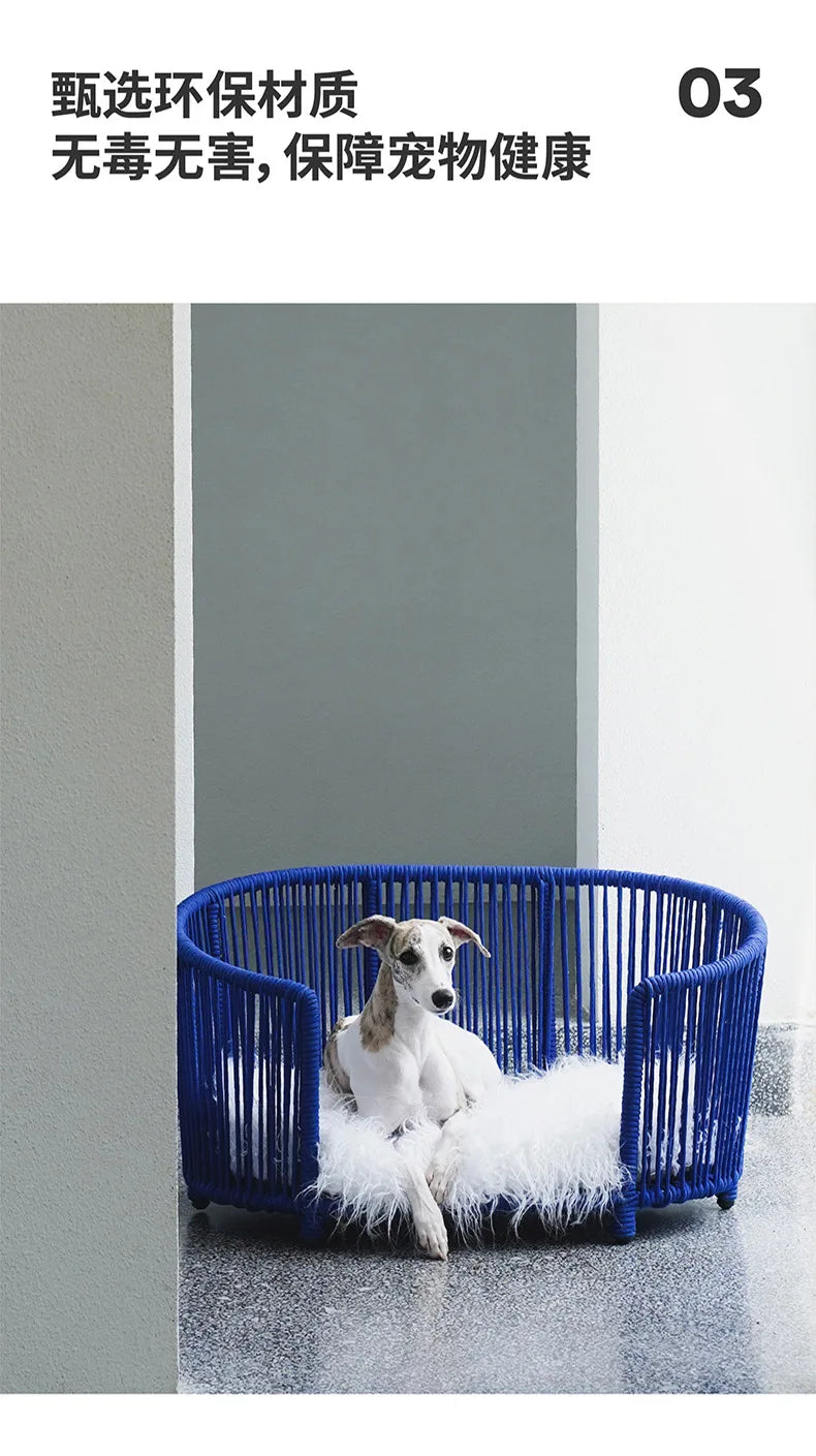 Zeze rope kennels universal in all seasons removable and washable cat litter dog bed small dog cute pet winter warm cat litter