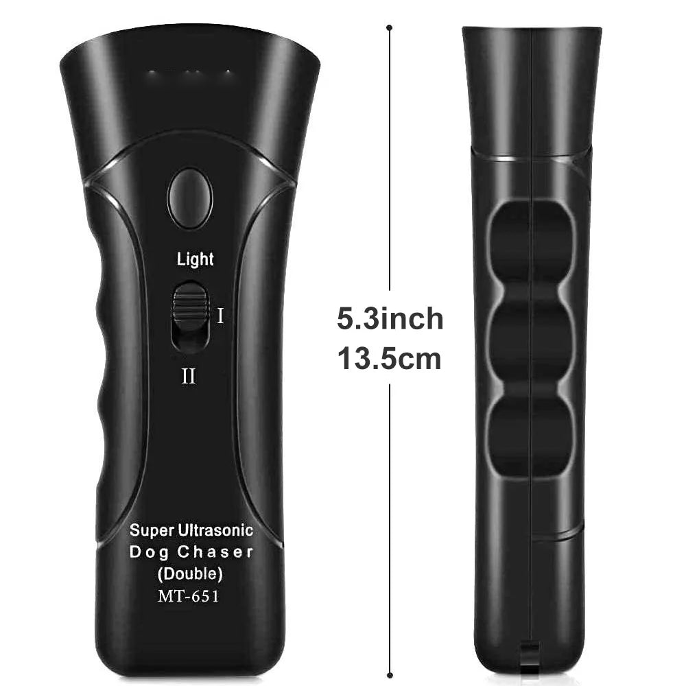 3 in 1 Dog Anti Barking Device Ultrasonic Dog Repeller Stop Bark Deterrents Pet Control Training Supplies with LED Flashlight
