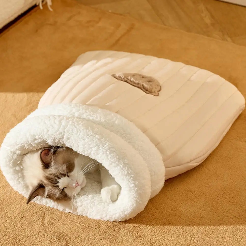 New Creative Pocket Cat Nest Semi-enclosed Pet Sleeping Bag Lambswool PP Cotton Warm And Comfortable Cat Sleeping 44/54cm Bag