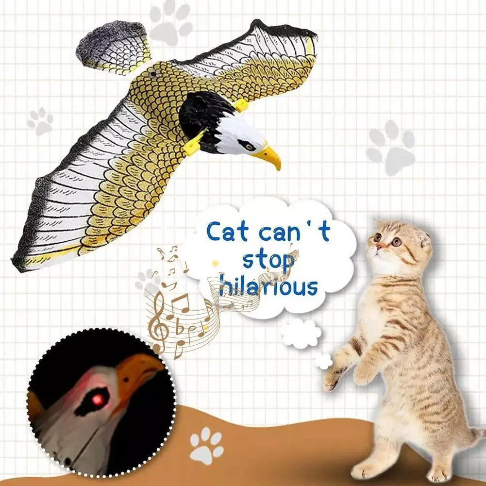Interactive Cat Toy Can Fly And Call Electric Eagle Simulation Simulation Chirps Birds Interactive Slaps Cat Bird Light Toy V7C2