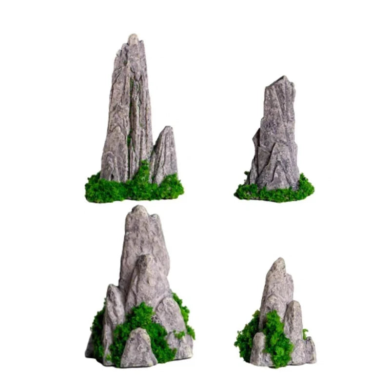 Simulated Moss Small Rockery Aquarium Ornaments Decoration Artificial Resin Pool for fish Tank Creative Ornament Background Home