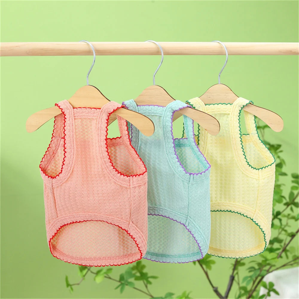 Sweet Puppy Dog Camisole Vest for Small Dogs Summer Pet Clothes Pomeranian Maltese Shirts mascotas Flower Embroidered Clothing