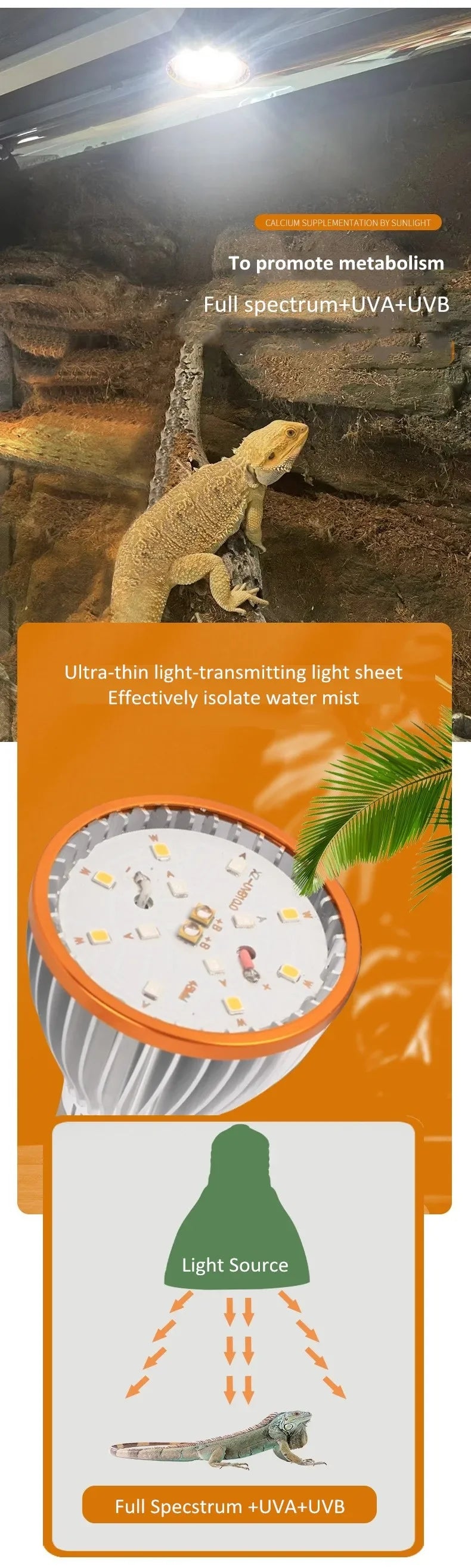 UVA + UVB Reptile Light Full Specstrum 5.0 10.0 Bulb LED UV Lamp for Turtle Lizard Snake Heater Bulb Terrarium Lamp 육지거북
