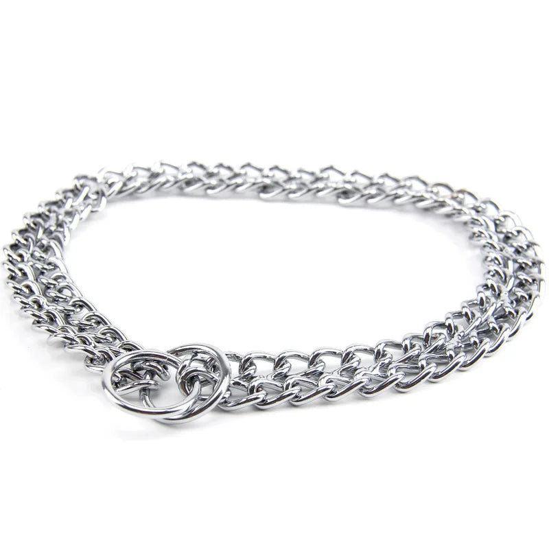 Chain Dog Training Choke Collar Adjustable Double Row Stainless Steel Chain Slip Collar Strong & Durable Dog Slip P Chain Collar