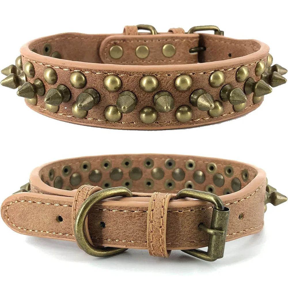 Spiked Dog Collar Mushroom Rivet PU Leather Dog Collars Adjustable Spike Studded Pet Collar for Pitbull Mastiff Husky Rottweiler