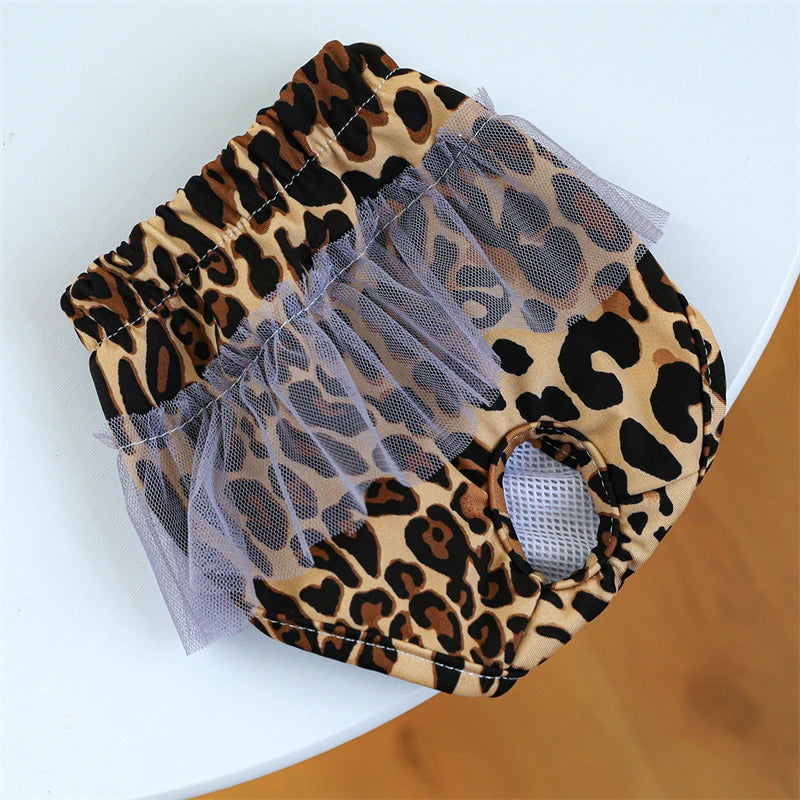 Floral Pet Dog Physiological Pants Cute Plaid Dress Lace Female Teddy Yorkshire Cats Shorts Breathable Cotton Small Dog Clothes