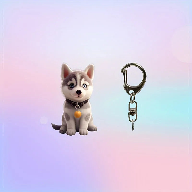 Husky Dog Cartoon Acrylic Keychain Cute Puppy Acrylic Pendant Versatile Charm for Car Mirror,Backpacks,Home,Festive,Gift & Decor