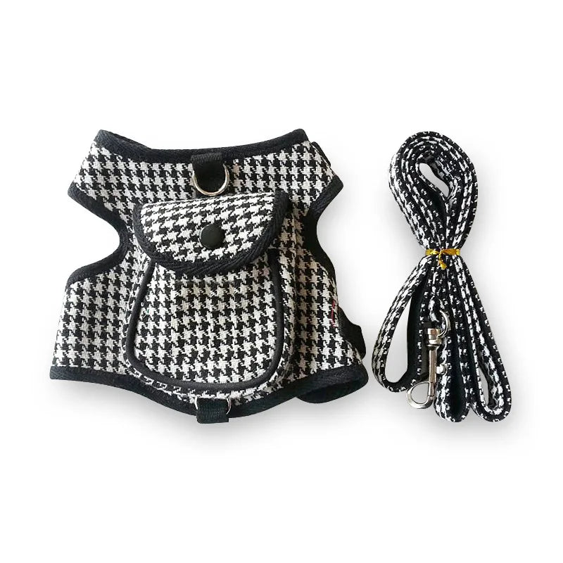 Dog Harness with Backpack andLeashes Set, Luxury Brand Designer Pet Self Carrier Pet Harness Backpack for Small Medium Dogs