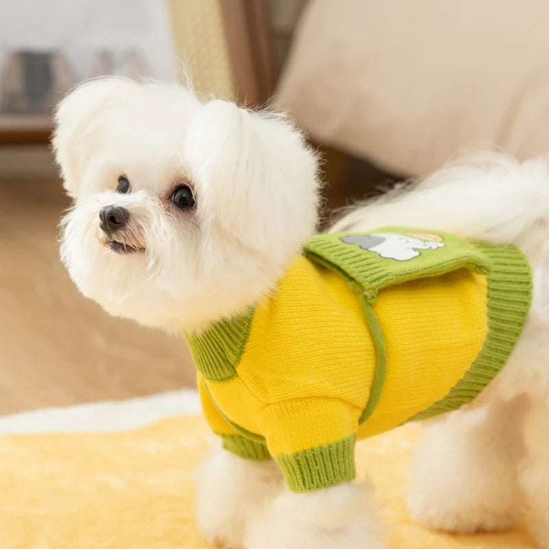 Sweater for Dog Cute Dog Clothes with Bag Autumn Winter Warm Costume Pet Cat Dog Knitted Coat Korean Bichon Chihuahua Clothing