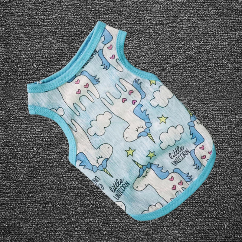 Summer Dog T-shirt Pet Clothing Chihuahua Clothes for Little Dog French Bulldog Printed Vest Pug Hoodie York Breathable Skirts