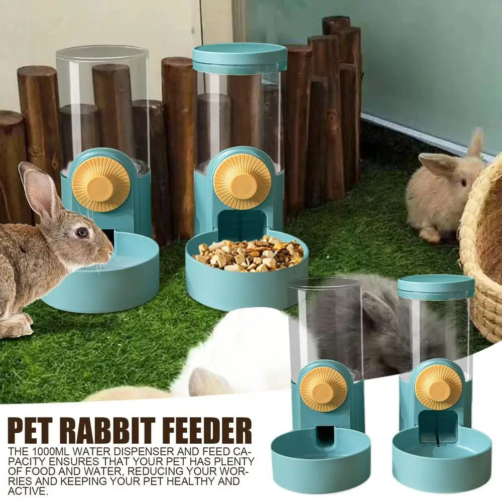 1000ml Pet Rabbit Feeder Automatic Pet Food Water Dispenser Large Capacity Bunny Feeder Pet Cage Food Water Bowl For Puppy Cat