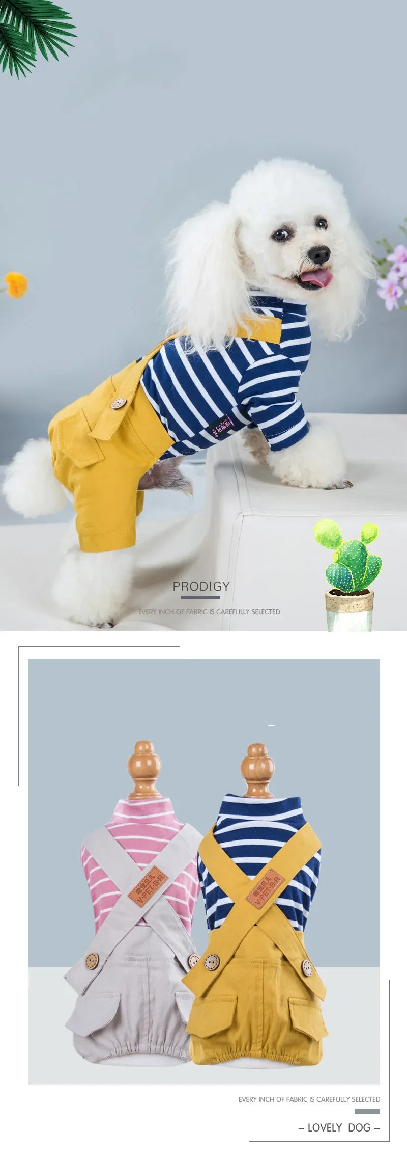 2023 Princess Dog Colorful Stripe Soft Suit Puppy Jumpsuit Spring Doggie Casual Pants Small Medium Pet Couple Four-Legged Coat