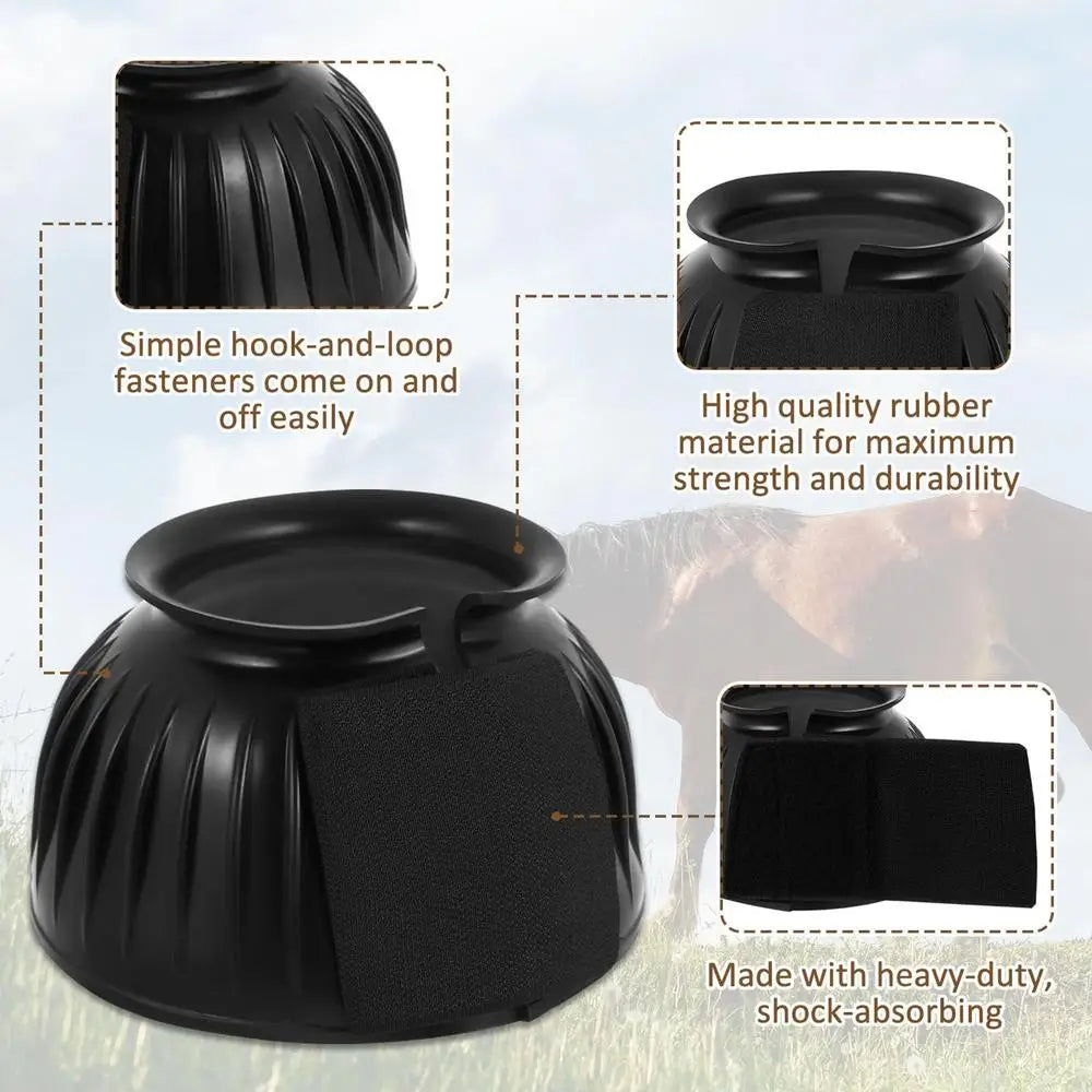 2pcs Horse Bell Boots Rubber No-Turn Horse Bell Boots Soft Equine Boots Protective Gear Accessories for Training Equipment