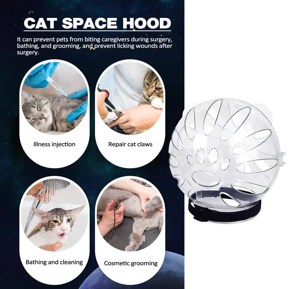 Transparent Cat Muzzle Anti Bite Transparent Cat Head Cover Breathable Clear Pet Accessories With Magical Sticker Cat Bubble Muz
