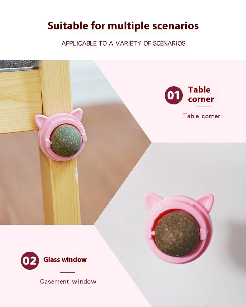 Rotating Cat Mint Ball New Cat's ears (Steamed cat-ear shaped bread) Pet Molar Toy Interactive Lickle Pet Products