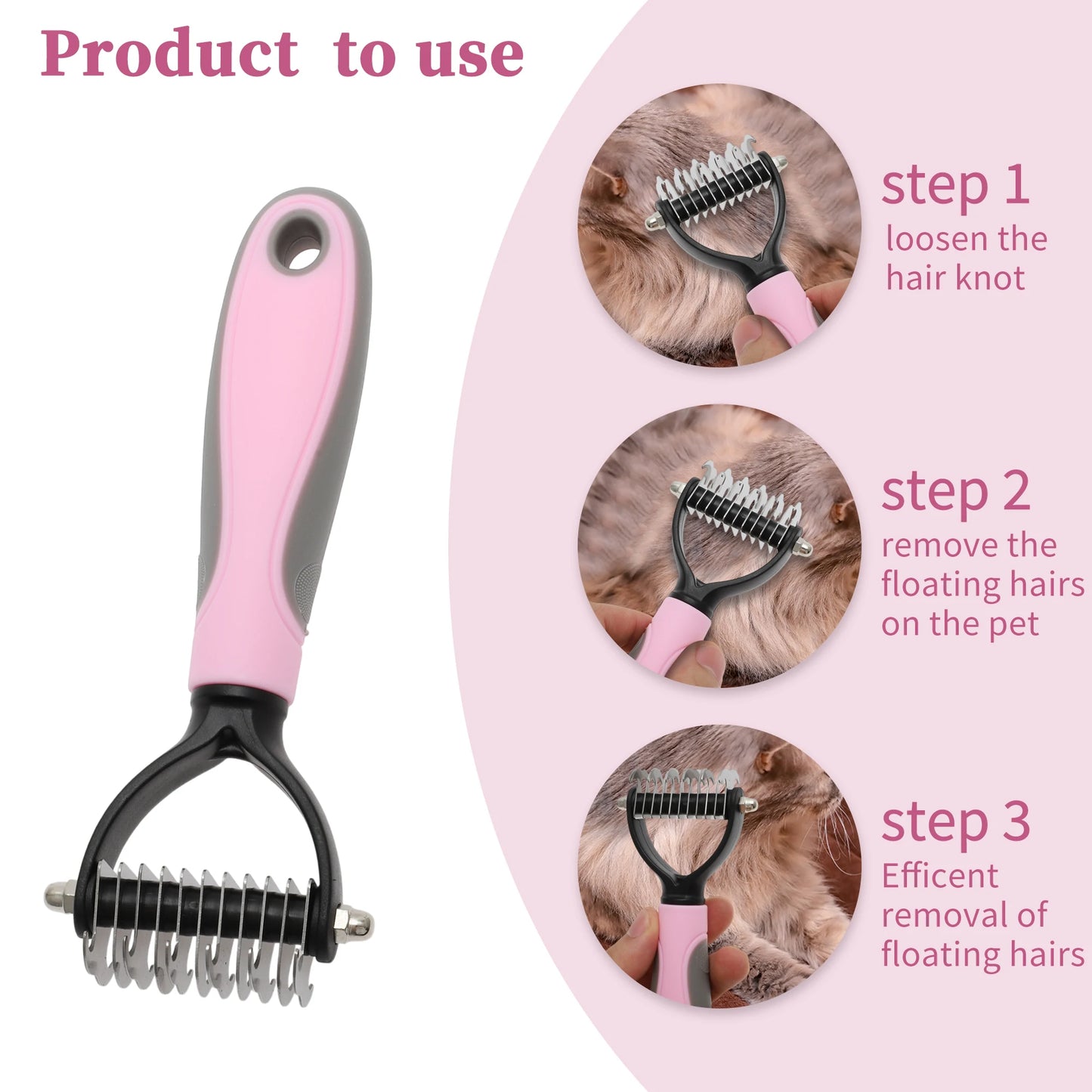 UXCELL Pets Grooming Supplies Shedding Control Tool Sided Dematting Dog Comb for Dogs Cats Professional Pet Deshedding Brush