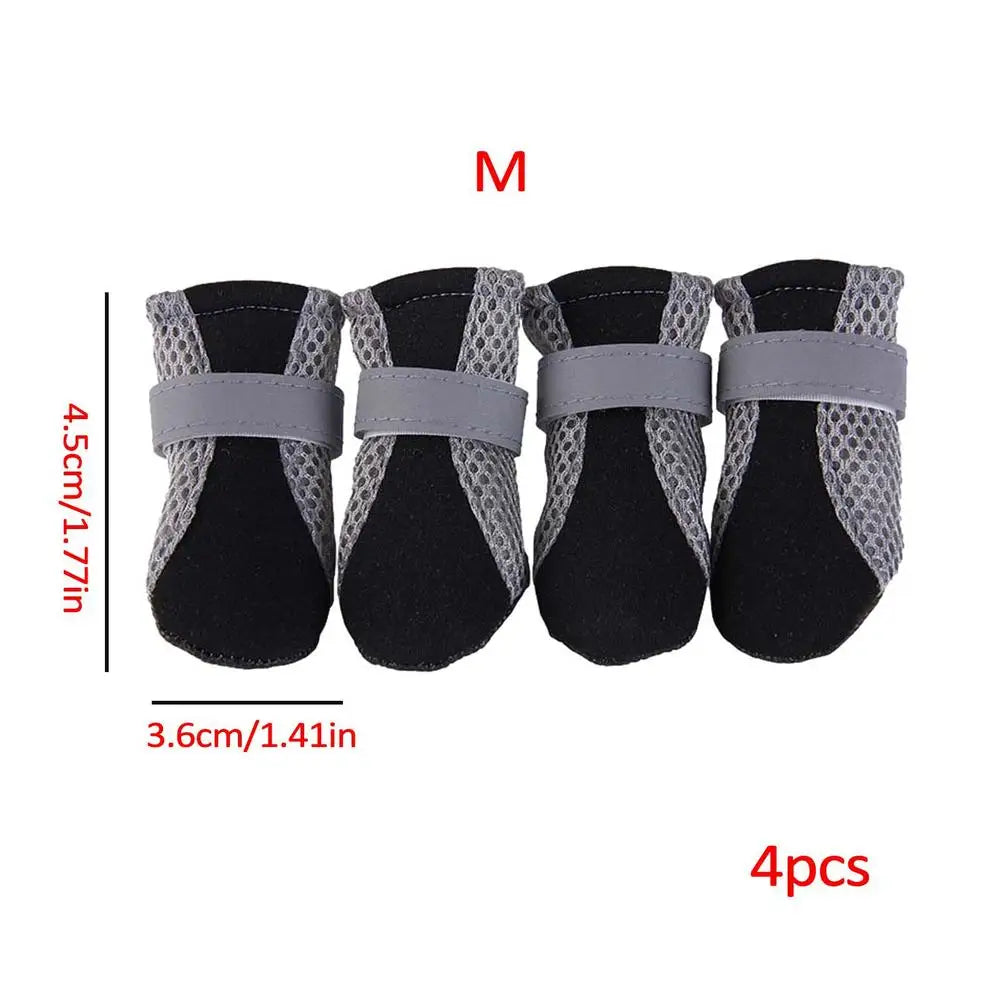 Small Dog Shoes Mesh Hiking Boots Paw Protector 4pcs Breathable Dog Shoes Adjustable Non Slip For Outdoor Running Walking Summer