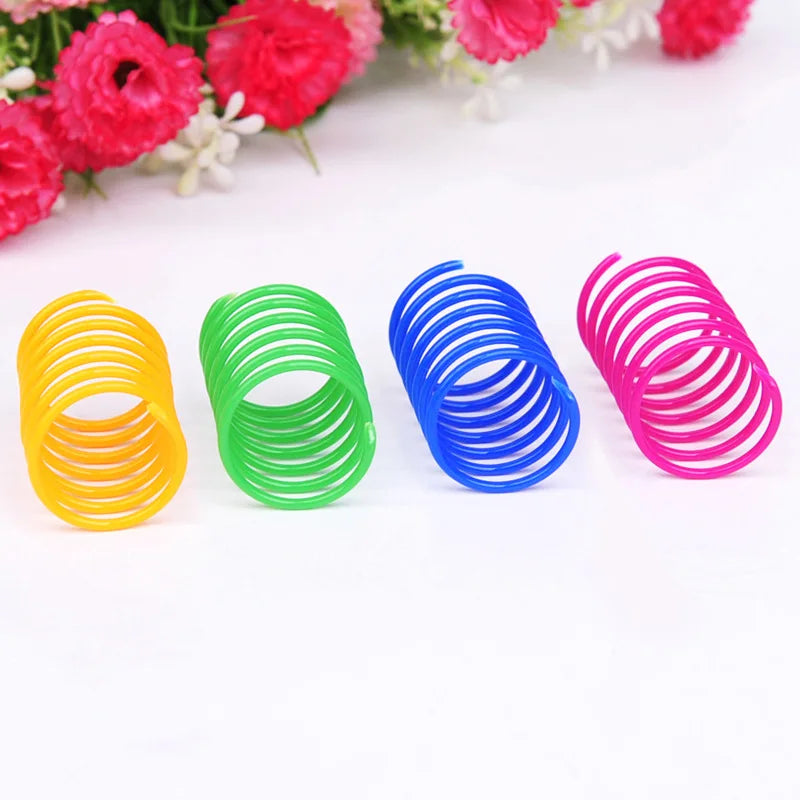 4/8/12pcs Cat Large Color Plastic Spring Toy Beating Dog Samll Toy Interactive Funny Kitten Good Supplies Accessories Home