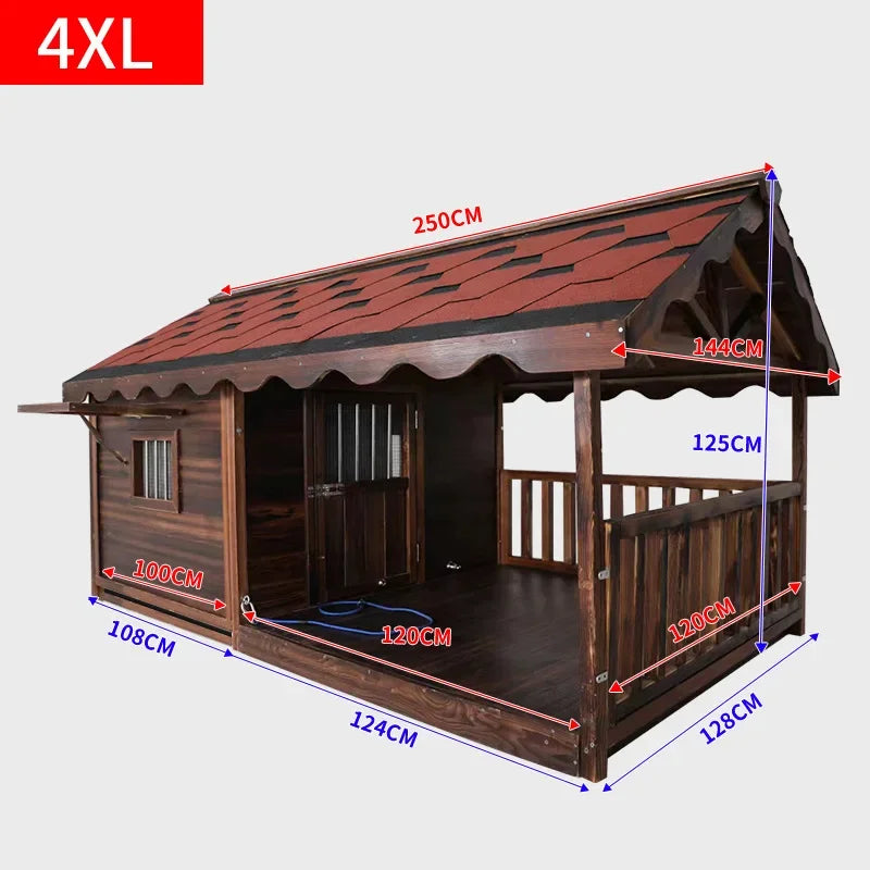 Outdoor Dog House Solid Wood Waterproof Large Dog Golden Retriever Kennel Rainproof Kennel Pet Villa Summer Outdoor Dog House