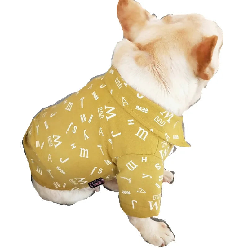 Casual Pet Dog Cotton T-Shirt Pets Fashion Letter Print Clothes For Small Medium Dog Cat French Bulldog Chihuahua Teddy Clothing