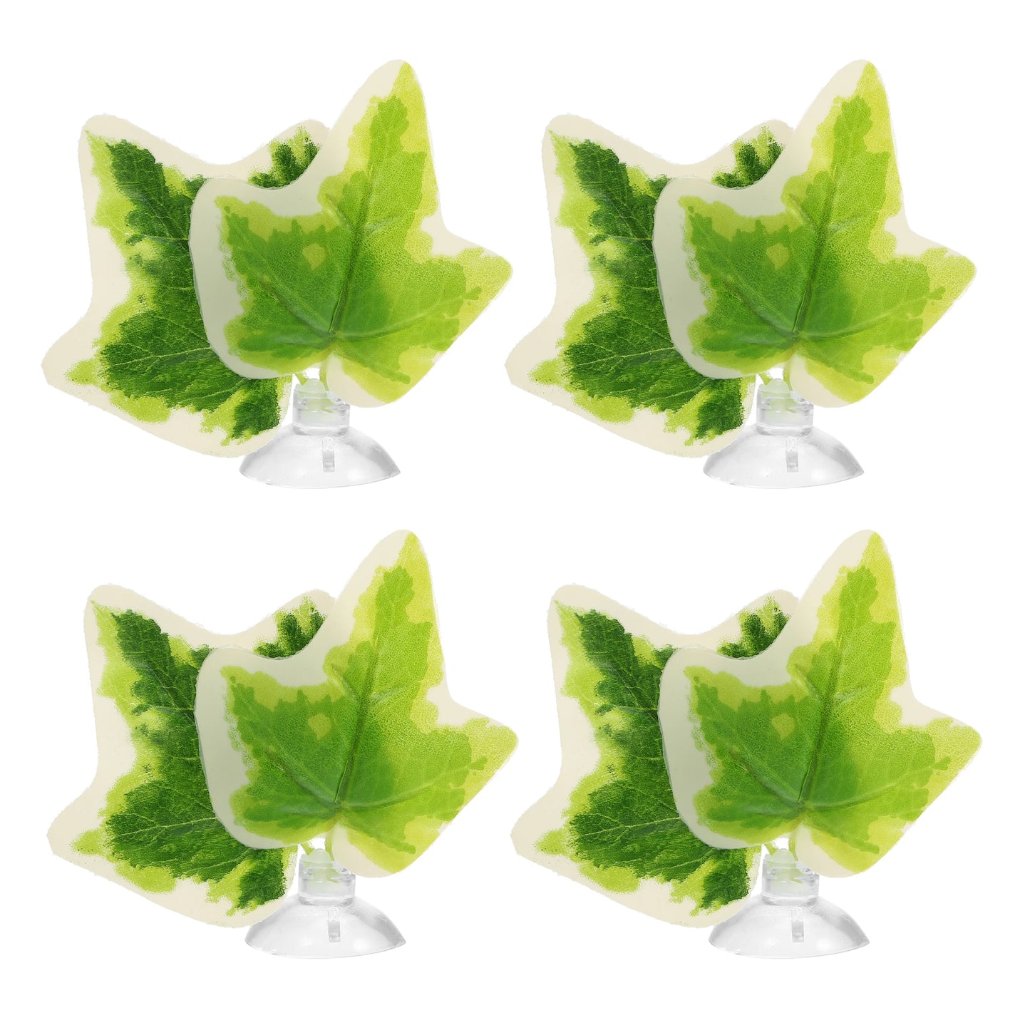 UXCELL 2/4 Pcs Aquarium Artificial Plastic Plants Betta Fish Leaf Pad with Suction Cup Betta Bed Leaf Hammock Resting Hide Decor