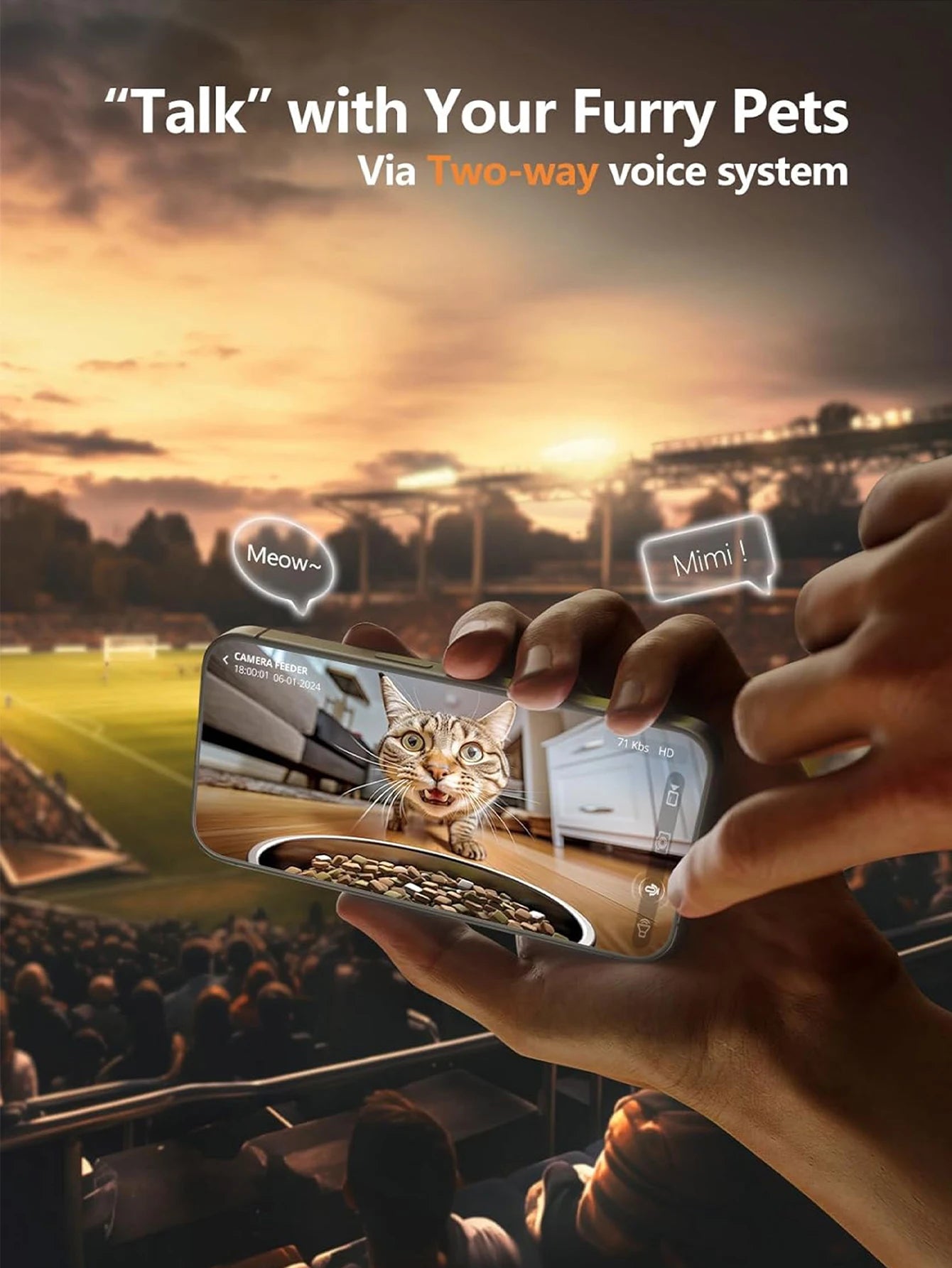 8L Automatic Cat Feeder With 1080p Camera Video WiFi Cat Food Dispenser Pet Smart Voice Recorder Remote Control Pet Auto Feeder