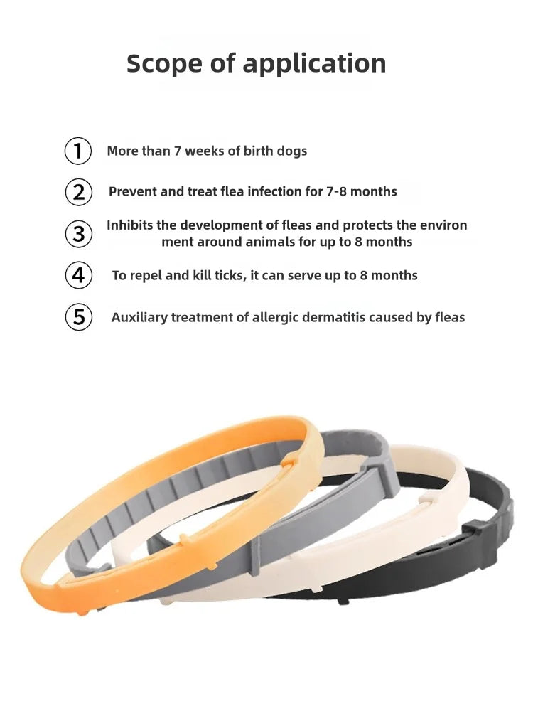 Pet deworming collar, adjustable collar for dogs and cats, anti lice, fleas, ticks, pet collar supplies