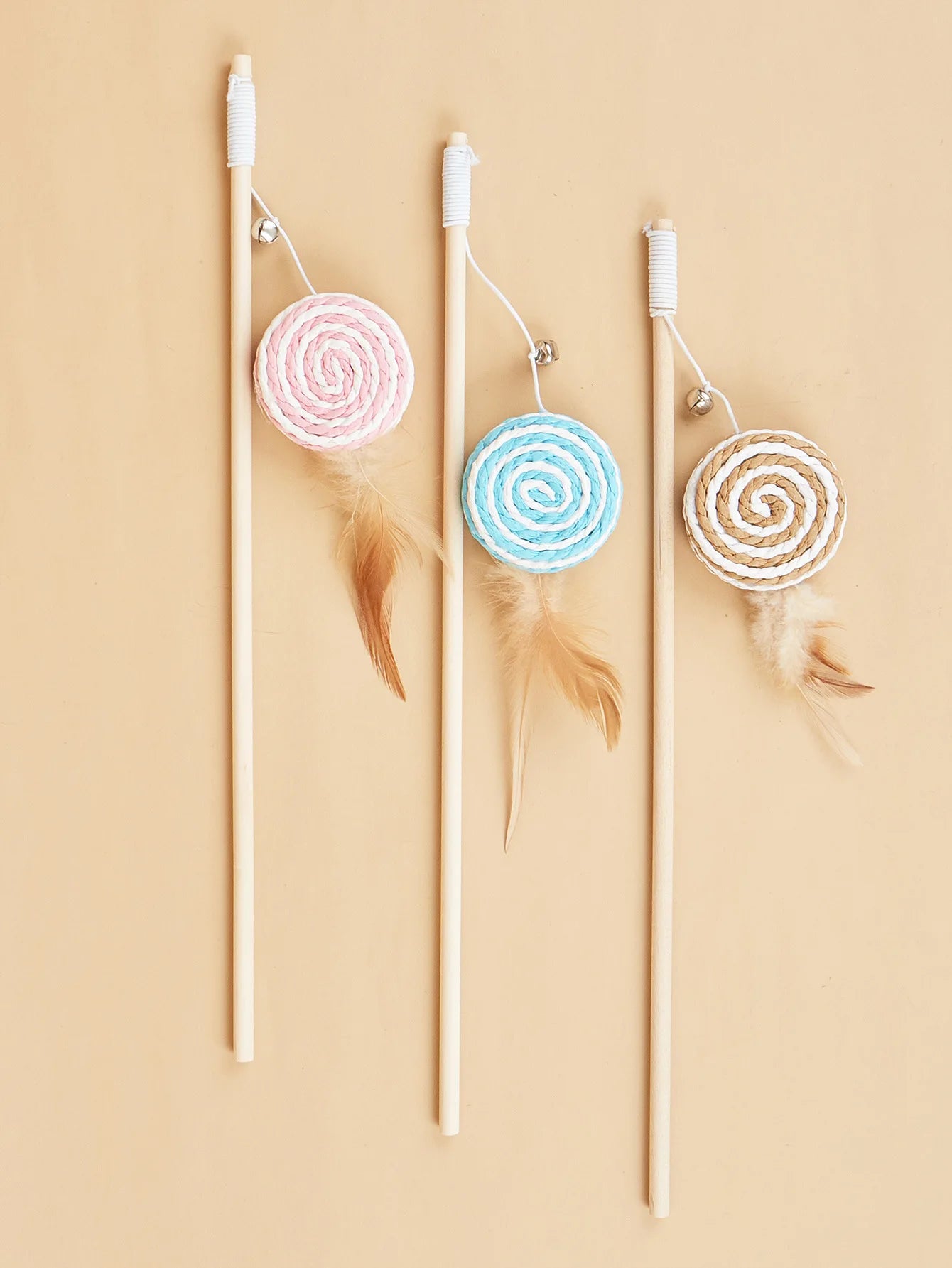 Cat Toy Cat Teaser Sticks Wooden Pole Tease Cat Stick Mouse Bell Tease Cat Stick Cat Self Hi Interactive Cat Toy