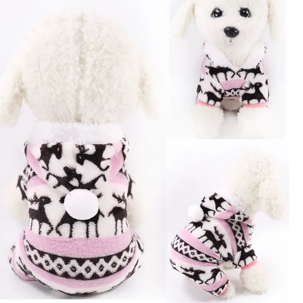 Pet Dog Soft Warm Jumpsuits Clothing for Dogs Pajamas Fleece Small Puppy Coat Pet Outfits Hoodie Clothing Cats Clothes Christmas