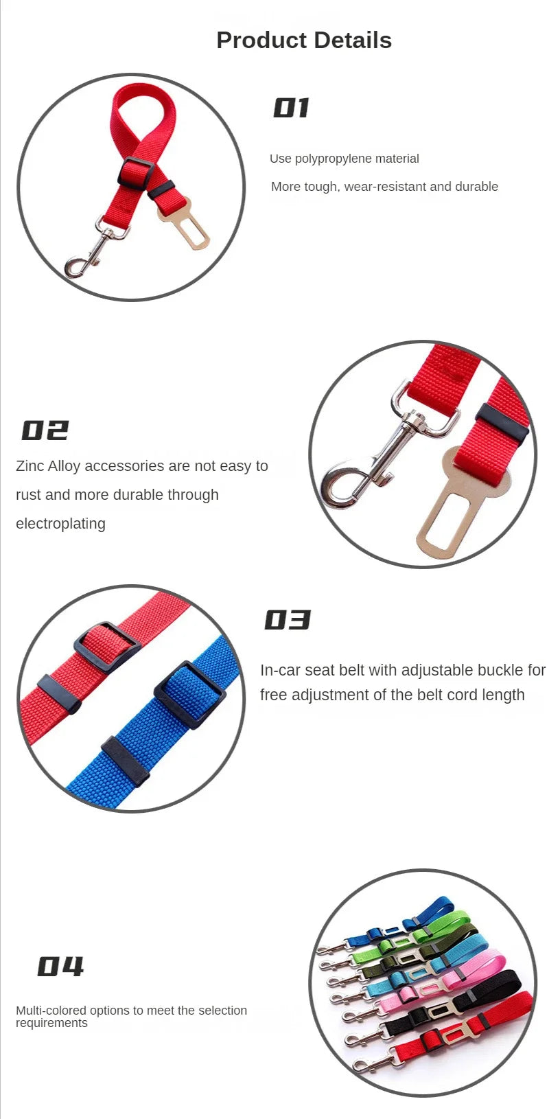 Adjustable Harness and Leash Cat Dog Car Seat Belt Pet Seat Vehicle Dog Harness Lead Clip TractionCar Travel Supplies for Dogs