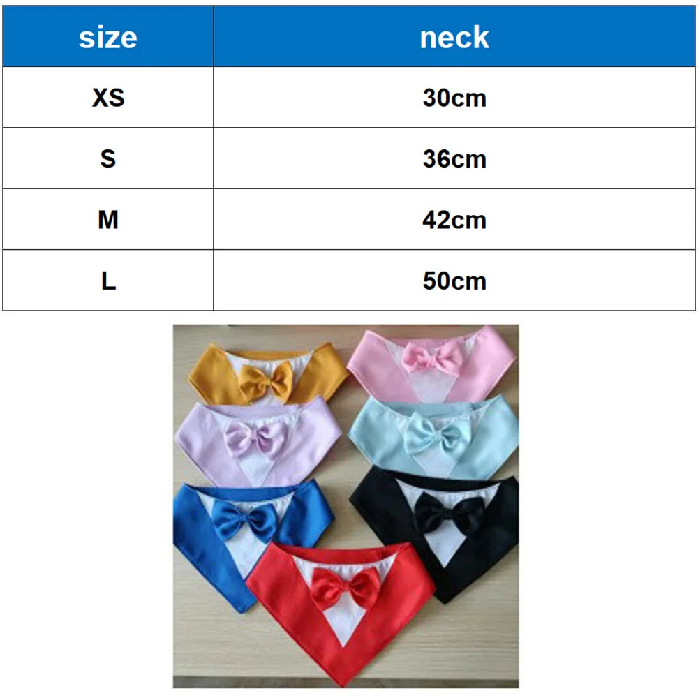 Pet Bow Tie Dog Collar Tuxedo Bandana Adjustable Formal Puppy Triangular Neck Wear for Wedding Birthday Dress-up Cosplay Party