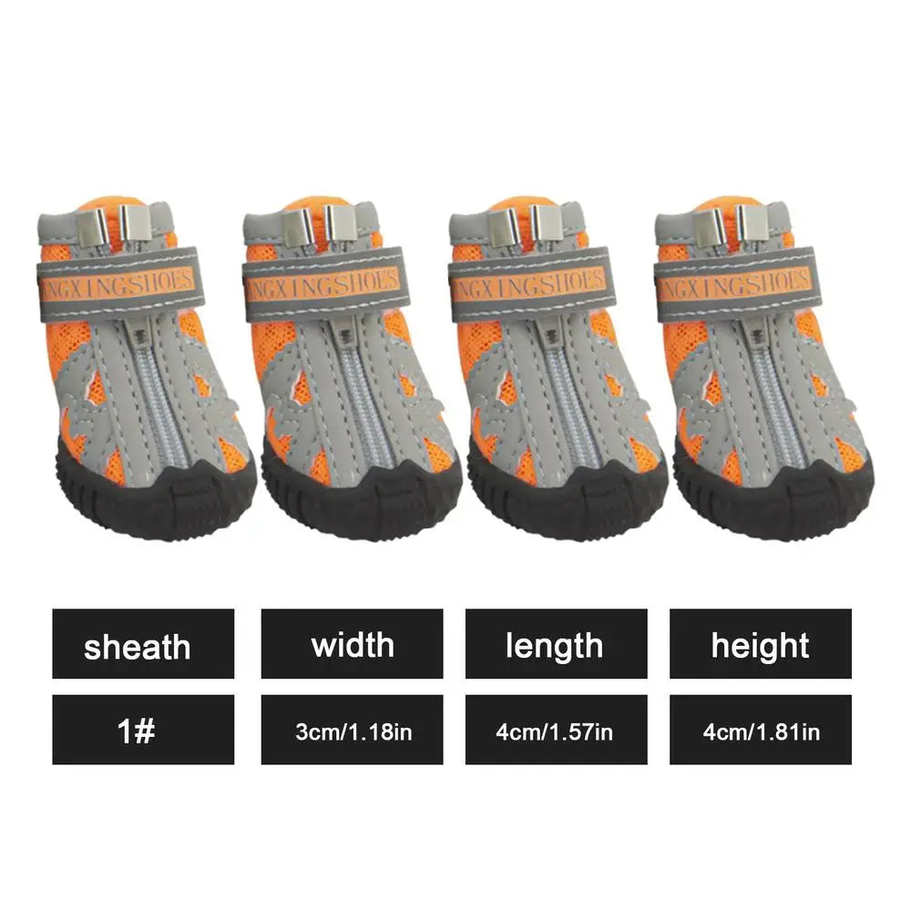 4PCS Dog Boots Dog Boots Paw Protector 5 Sizes Dog Boots With Rugged Rubber Sole Breathable Dog Boots Anti-slip For Summer