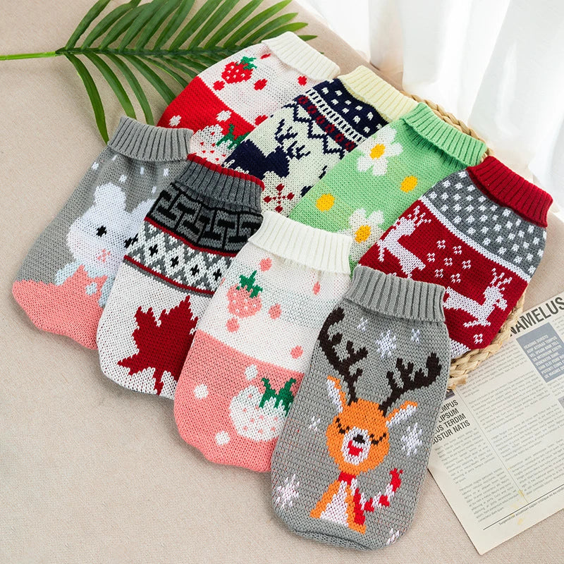 Luxury Designer Clothes for Dogs Cartoon Animal High Collar Winter Chihuahua Clothing Pet Keep Warm Winter Christmas Cat Sweater