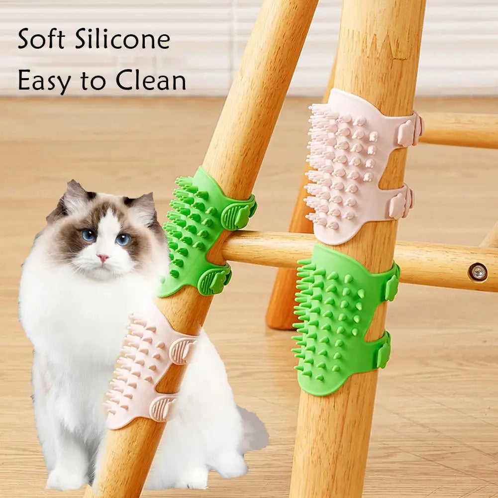 Dog Cat Hair Removal Comb Pet Massage Brush Self Cleaning Grooming Scratch Tool Cat Soft Rubbing Brush Combs Chair Wall Sil H4R0