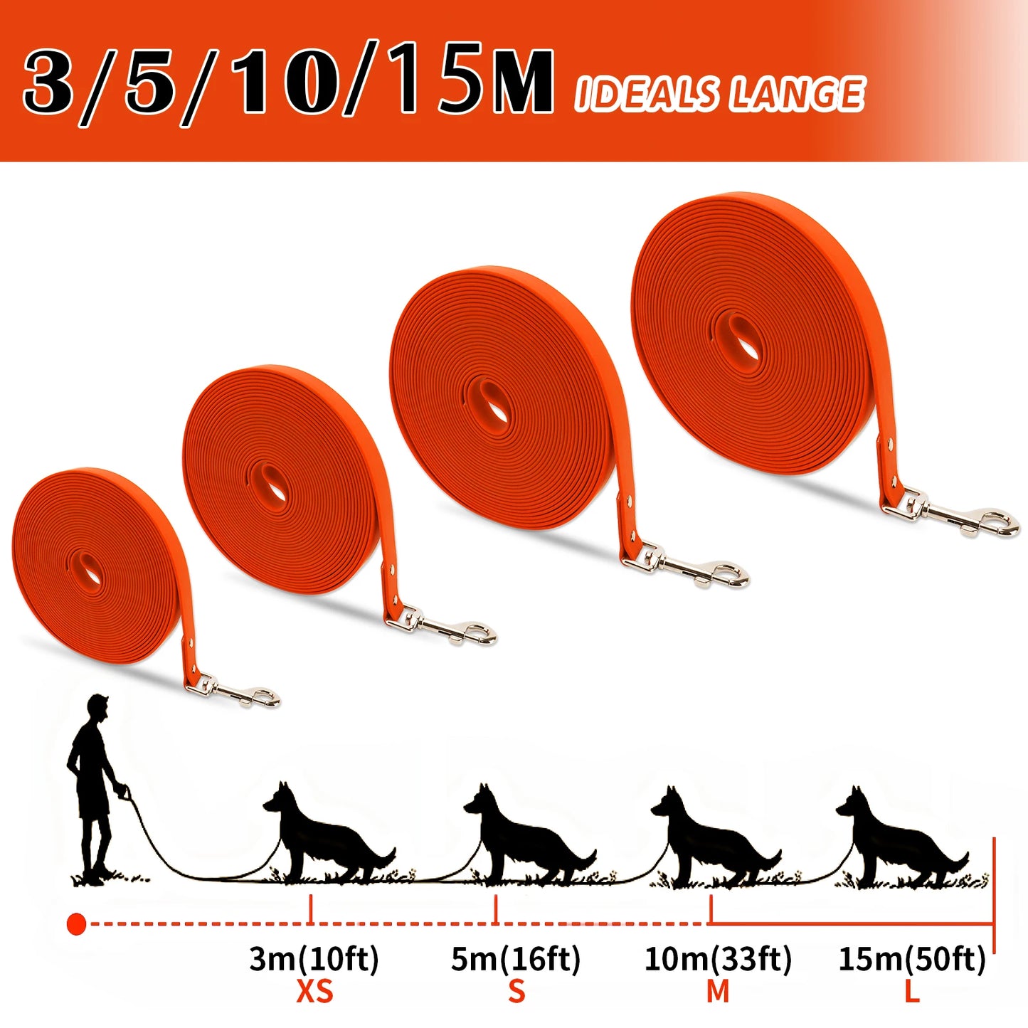 5m10m Waterproof Dog Leash Long Pvc Pet Leashes Easy To Clean Rope for Small Medium Large Big Dogs Walking Traning Lead