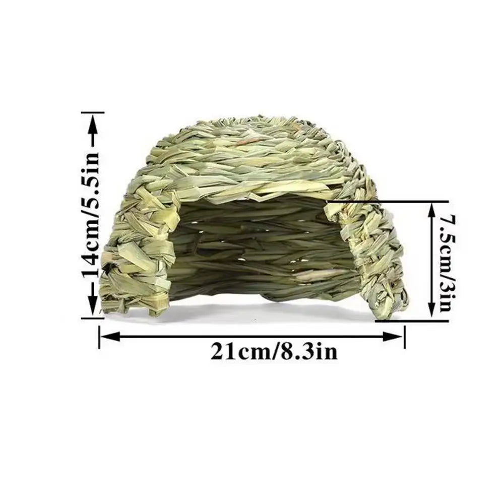 Grass House for Rabbits Folding Beds Guinea Pig Hideouts Small Animal Play Hideaway Bed Habitat Decor Pet Hay Bed Playhouse