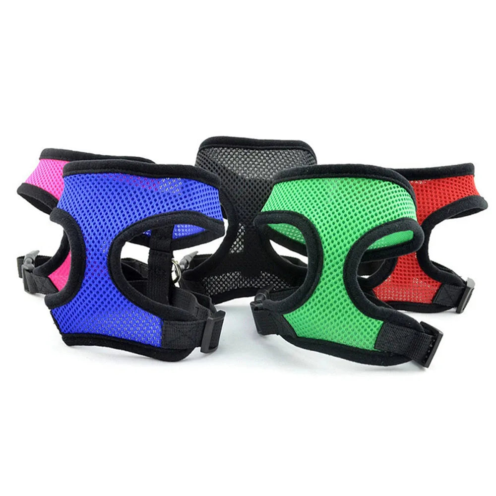 Adjustable Soft Dog Harness Nylon Breathable Mesh Walk Out Harness Vest Collar for Pets Small Medium Large Dog Chest Strap Leash