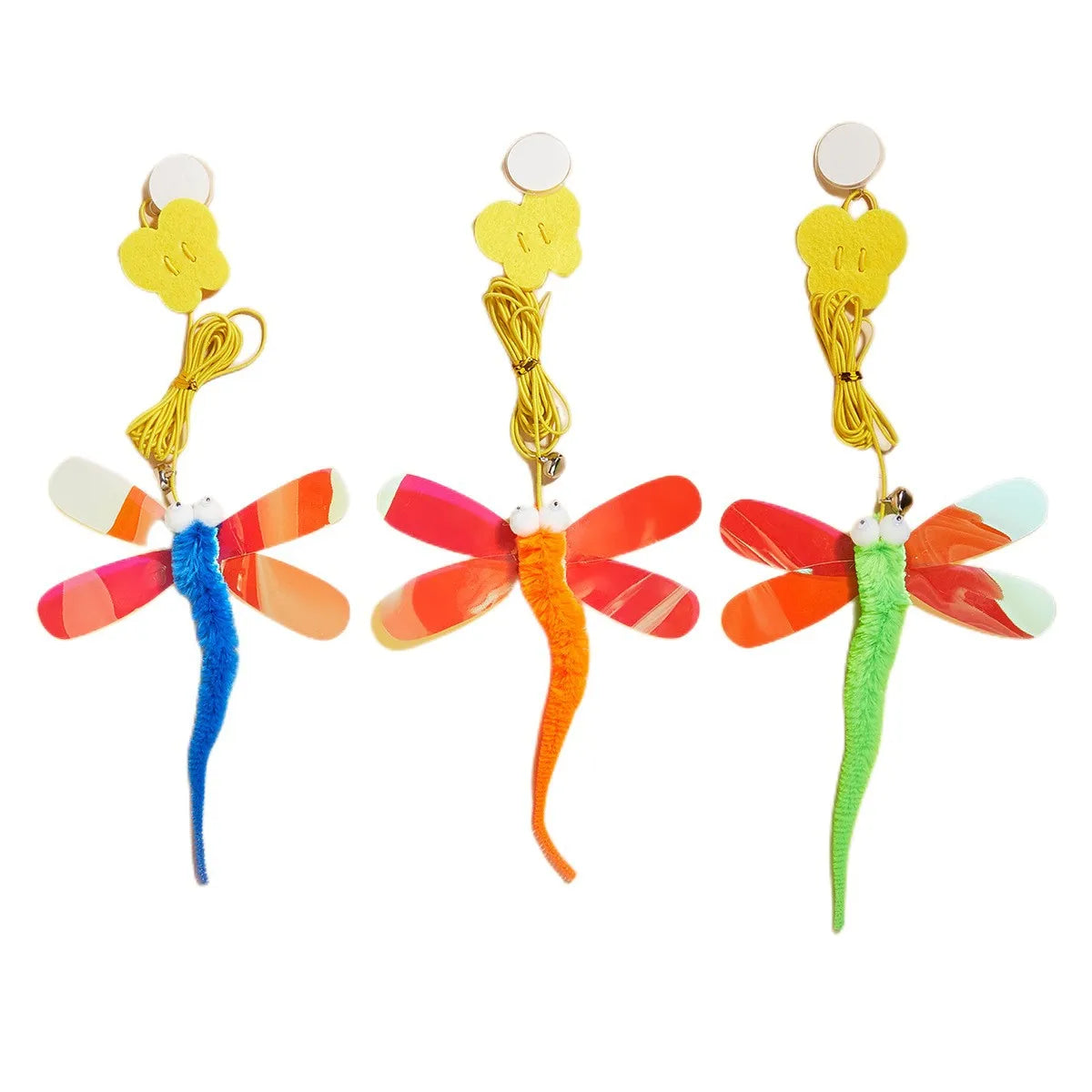 Cat Toy Cat Teaser Stick Three Color Dragonfly Hanging With Adjustable And Adjustable Self Cat Teaser Toy Swing Cat Teaser Stick