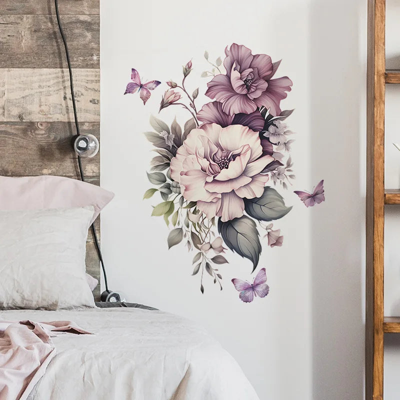 1PCS Painted Branches Flower Birds Bedroom Living Room Porch Home Background Decoration Beautify Wall Paste Self-adhesive