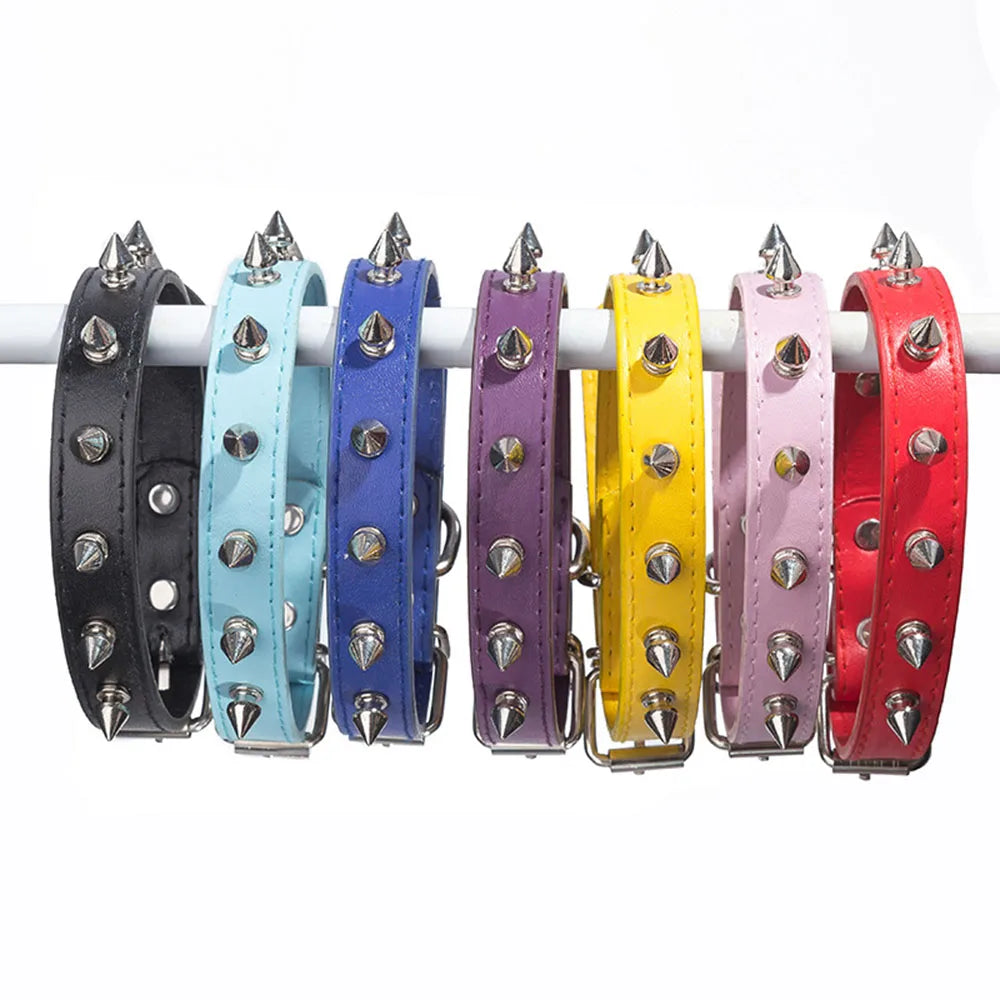 Anti-Bite Dog Collar Spiked Studded Pet Dog Collar PU Leather For Small Dogs Sport Bulldog Pug Puppy Dog Collar Cat Dog Supplies