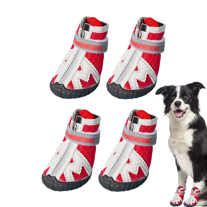 4PCS Dog Boots Dog Boots Paw Protector 5 Sizes Dog Boots With Rugged Rubber Sole Breathable Dog Boots Anti-slip For Summer