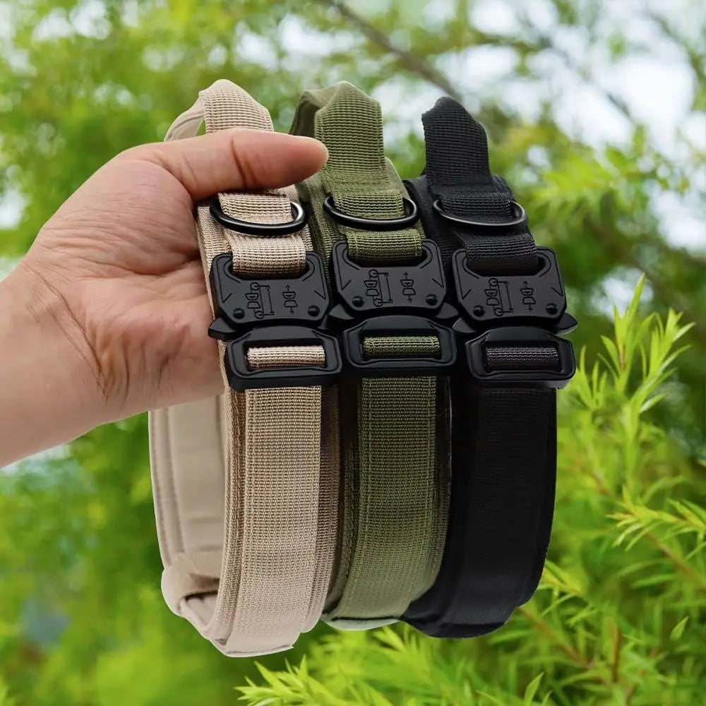 Large Dog Tactical Collar, Soft Padded Adjustable Heavy Duty Military Dog Collar with Control Handle for Medium Large Dogs