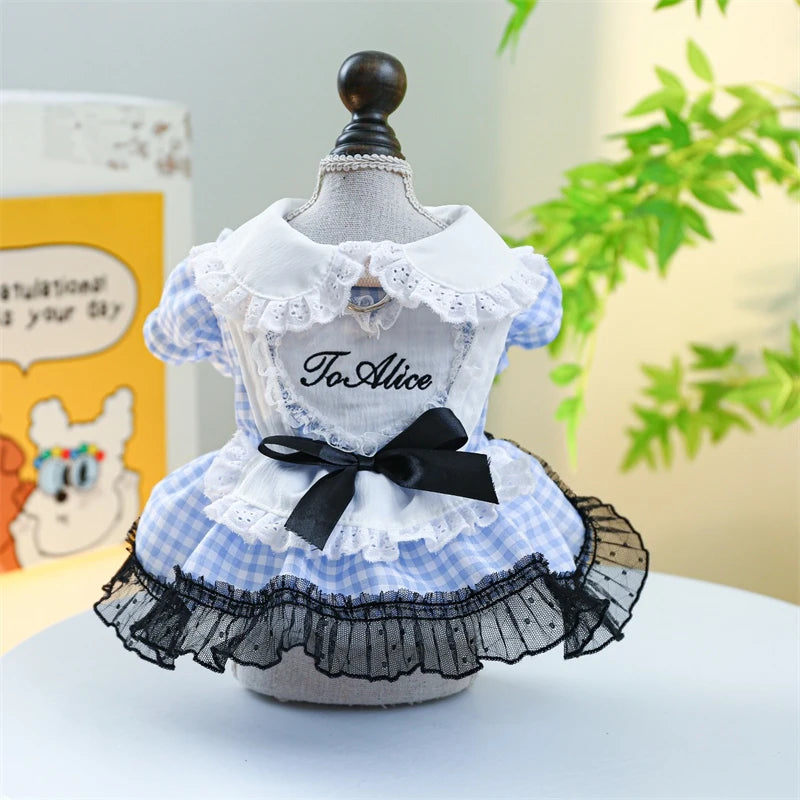 Sweet Princess Female Puppy Summer Clothes Wedding Party Dress for Dogs White Lace French Bulldog Small Medium Pet Cat Clothing