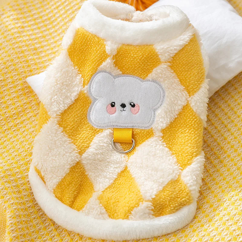 Fleece Dog Clothes Winter Pet Dog Warm Vest Cute Plaid Puppy Coat Girls Dog Costume Chihuahua French Bulldog Bichon Dog Clothing