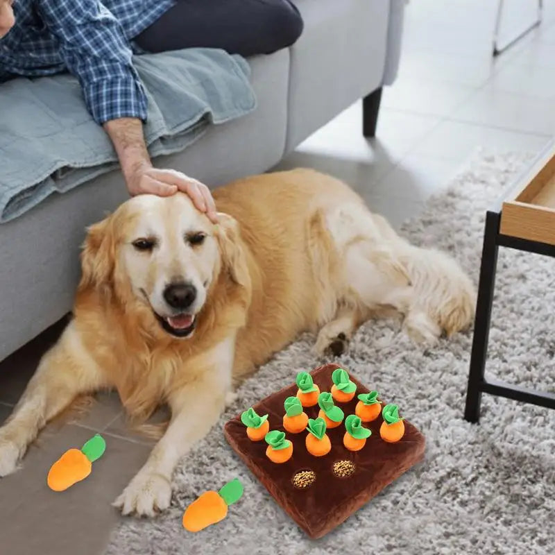 Squeaky Dog Toy Interactive Enrichment Dog Game 12 Carrots Snuffle Mat Carrot Farm Vegetable Squeaky Toy Pet Supplies Puzzle