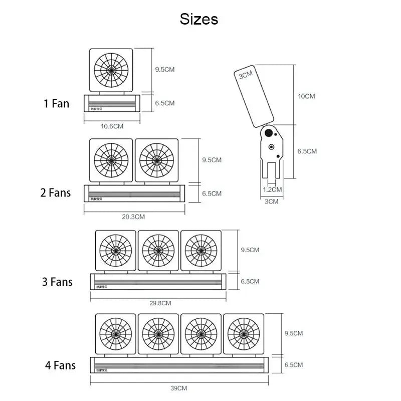 Aquarium Fish Tank Cooling Fan System Chiller Control Reduce Water Temperature 1/2/3/4 Fan Set Cooler Aquarium cooling fans