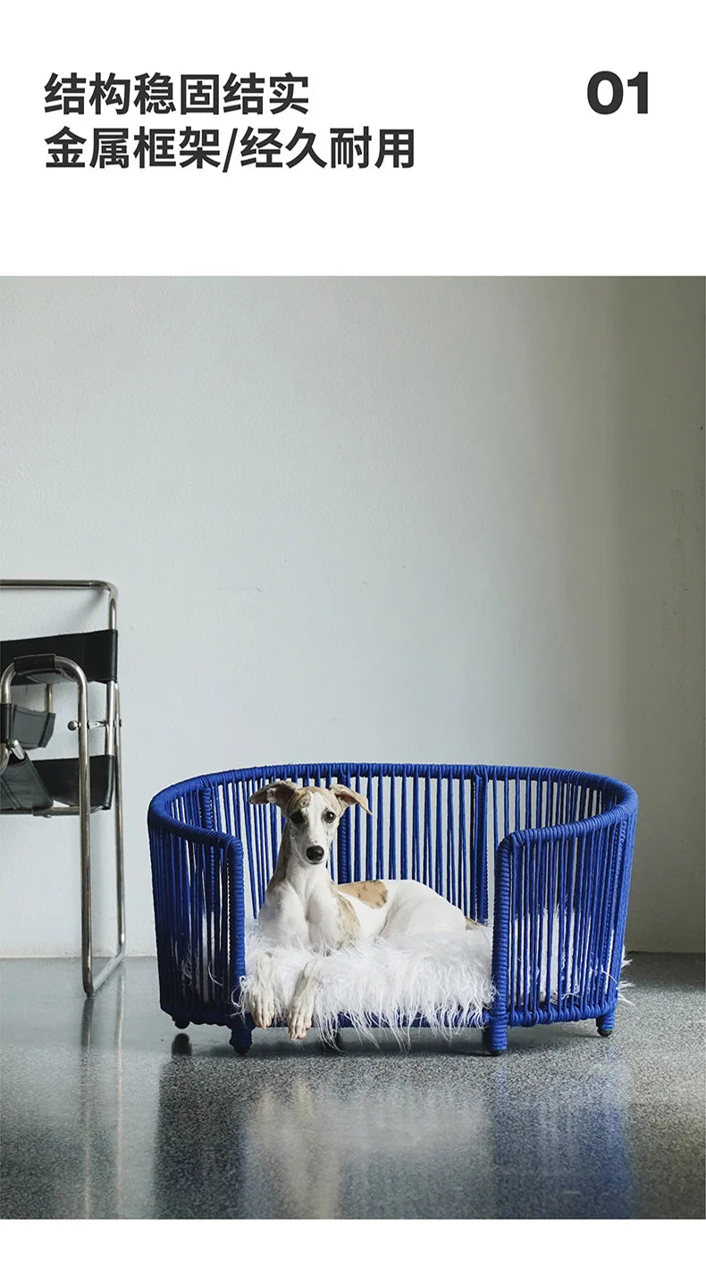 Zeze rope kennels universal in all seasons removable and washable cat litter dog bed small dog cute pet winter warm cat litter